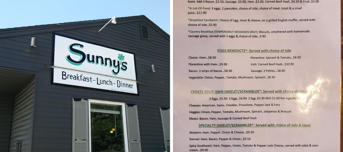 Sunny's Restaurant Menu